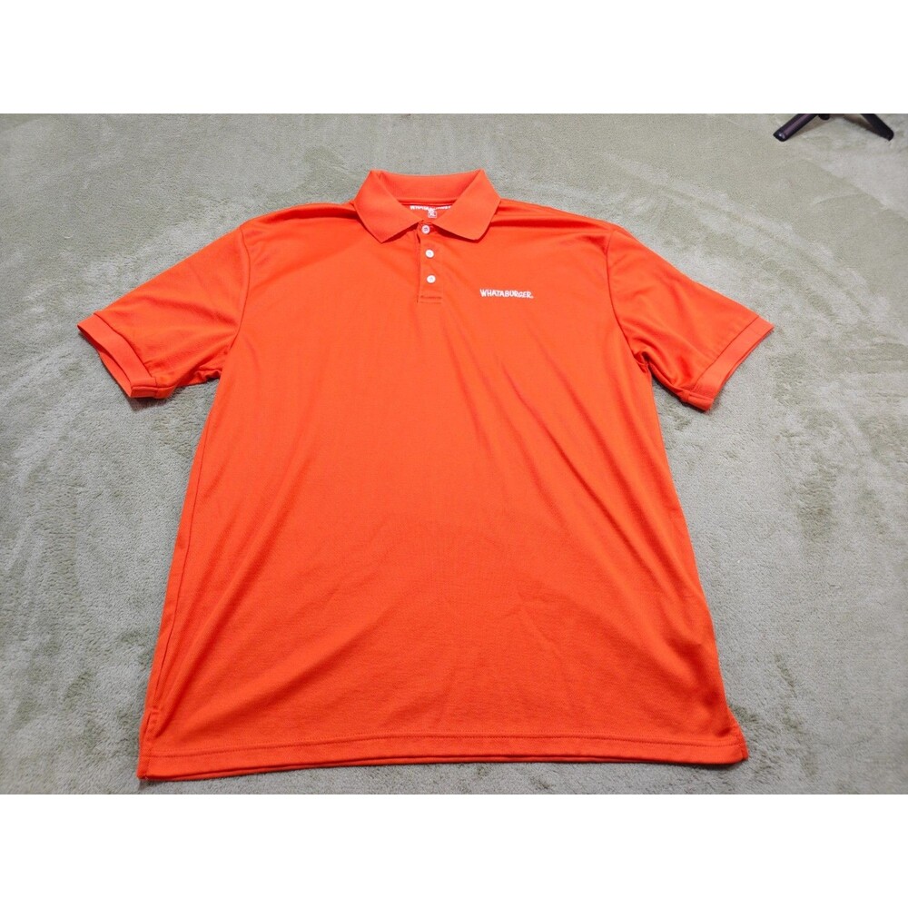 Whataburger Mens Polo Shirt Sz XL Orange Performance Pique Short Sleeve Promo